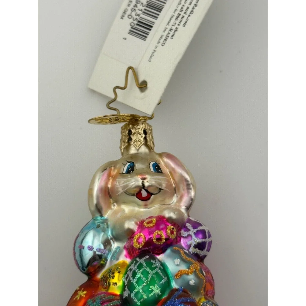 Christopher Radko High Roller Ornament Easter Bunny Rabbit Eggs‎ Little Gem